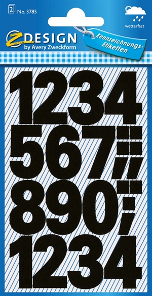 Avery manuelle Etiketten Zahlen 0-9 25 mm Schwarz, 48 Stück.